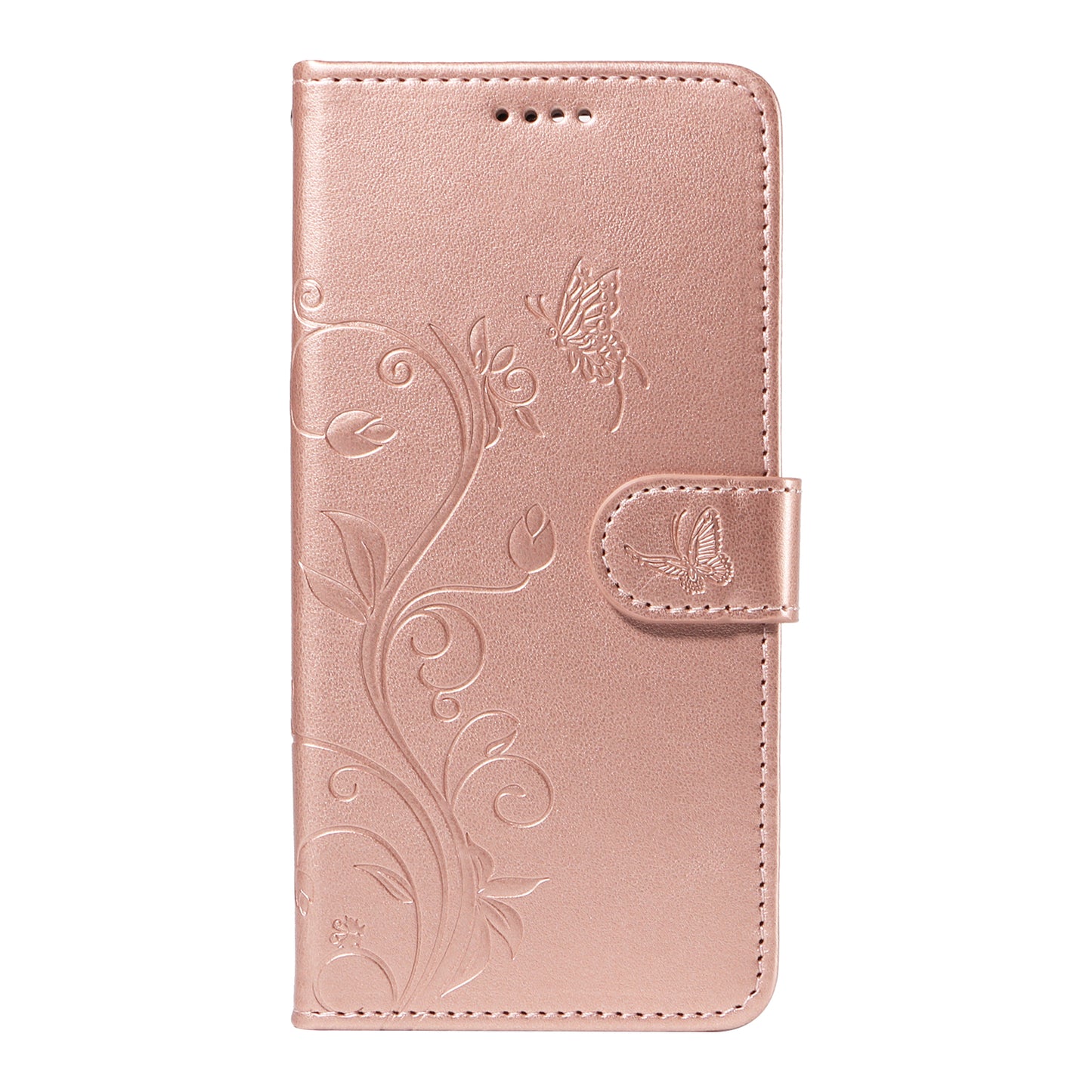 For Xiaomi Redmi Note 13 Pro 4G / Poco M6 Pro 4G Case Butterfly Flower Pattern Wallet Style Phone Cover - Rose Gold