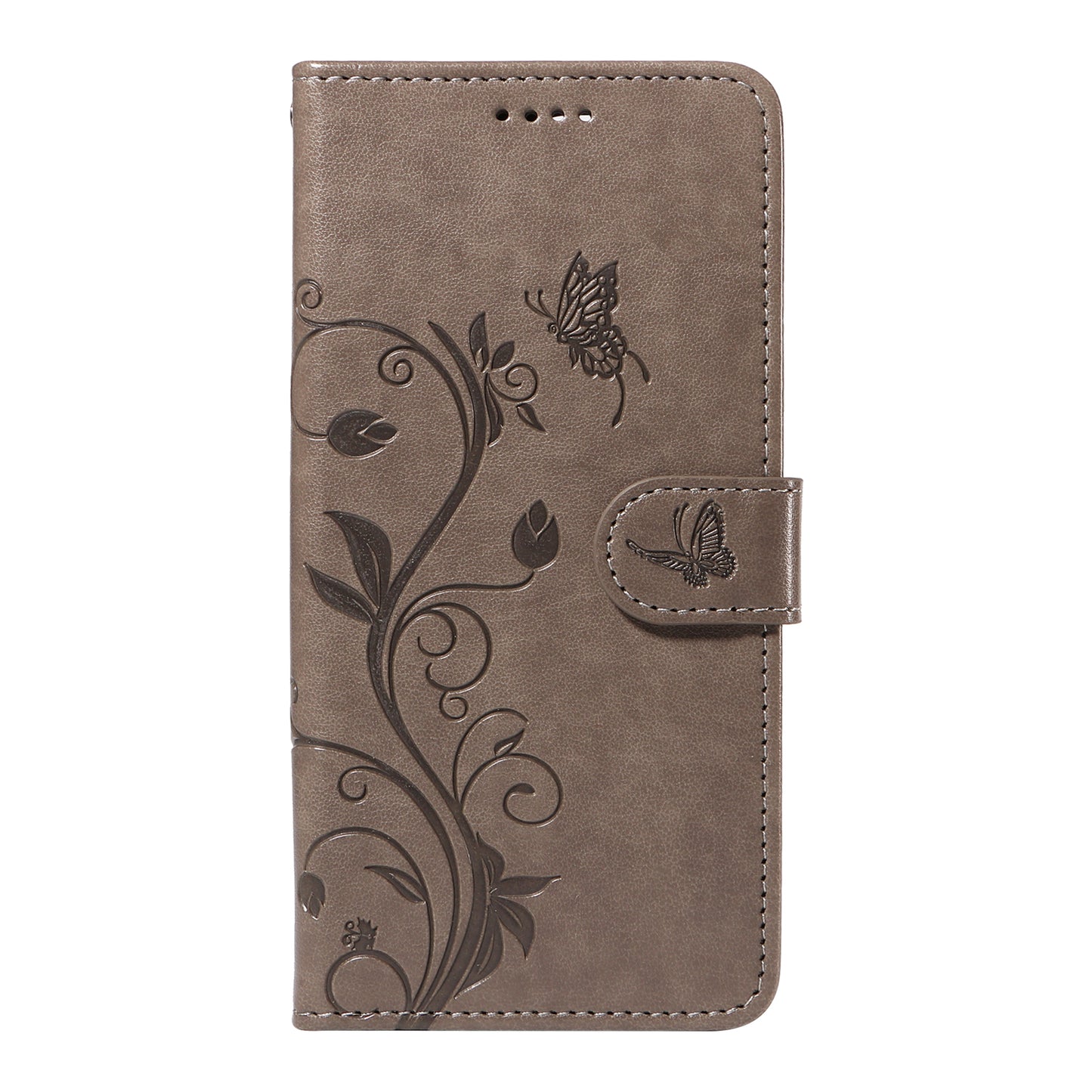 For Xiaomi Redmi Note 13 Pro 4G / Poco M6 Pro 4G Case Butterfly Flower Pattern Wallet Style Phone Cover - Grey