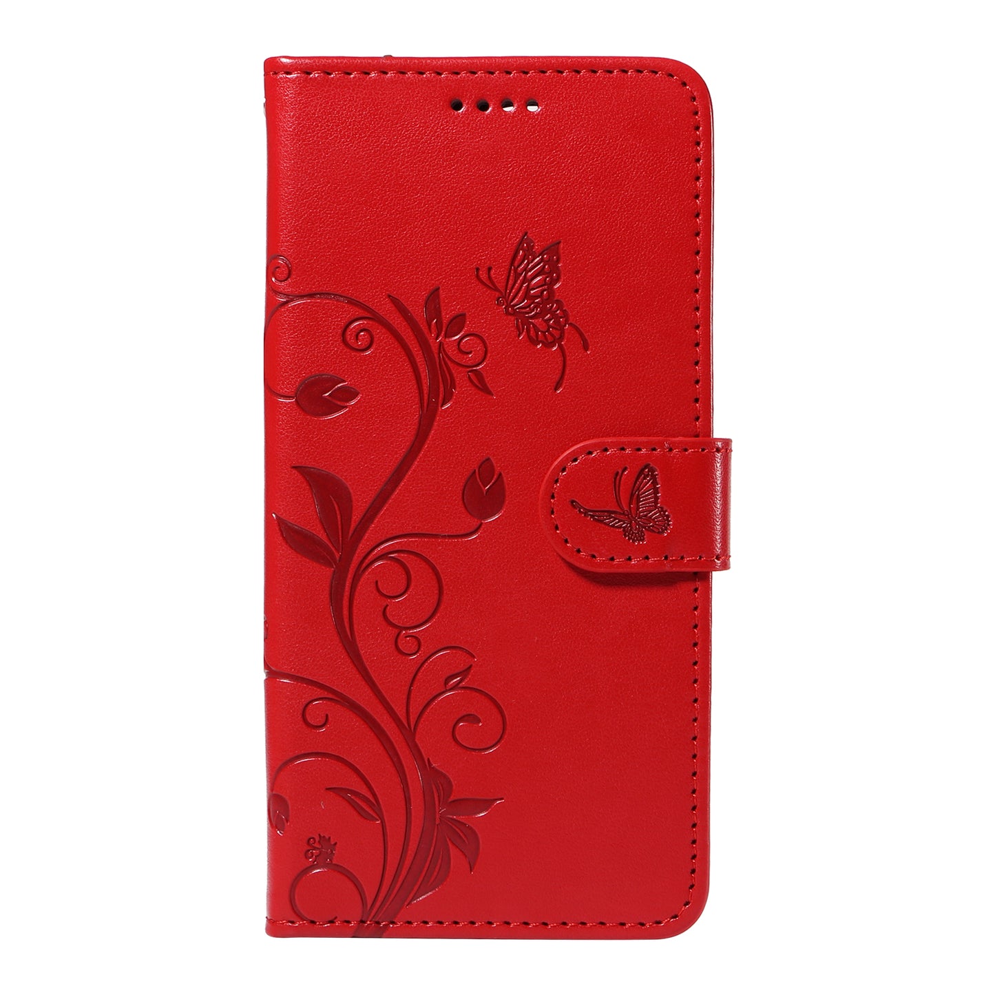 For Xiaomi Redmi Note 13 Pro 4G / Poco M6 Pro 4G Case Butterfly Flower Pattern Wallet Style Phone Cover - Red