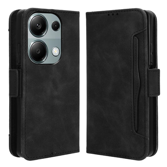 For Xiaomi Redmi Note 13 Pro 4G / Poco M6 Pro 4G Case Multiple Card Slots Leather Phone Cover - Black