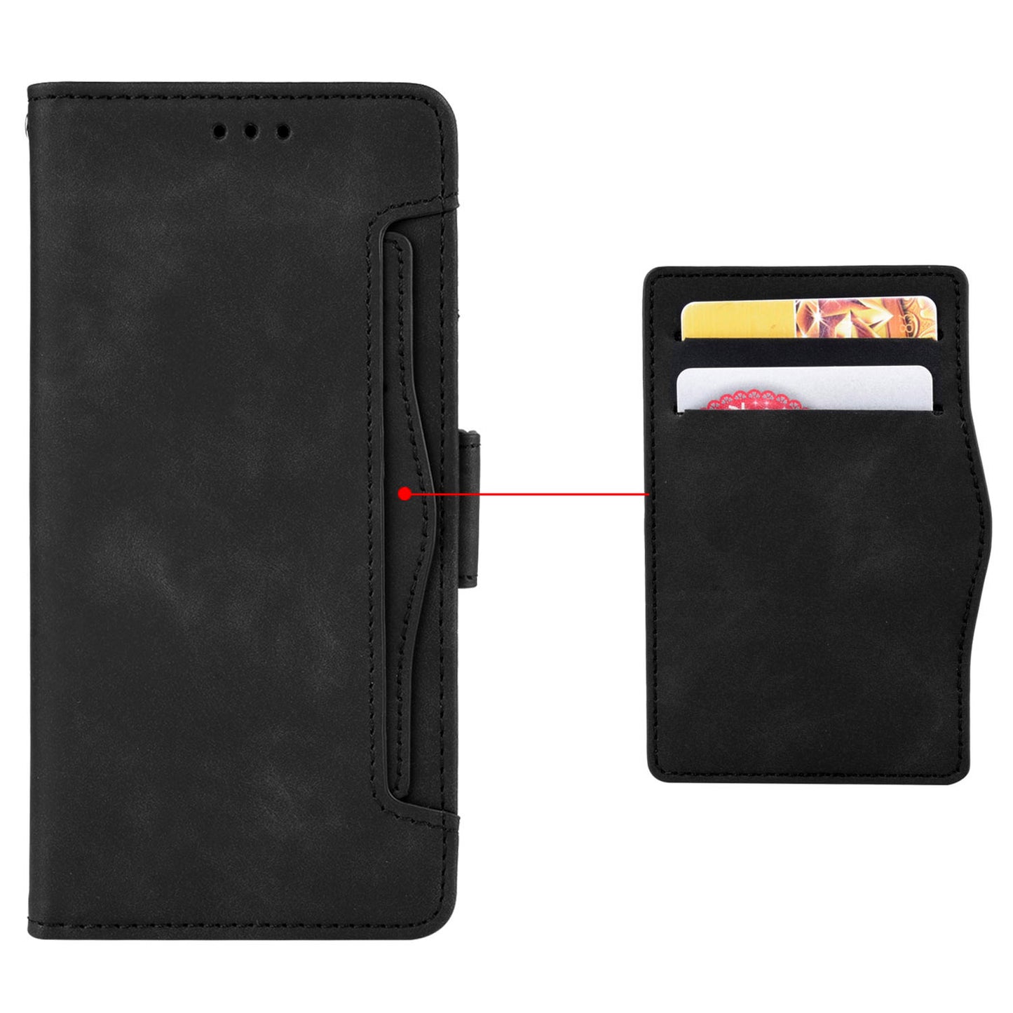 For Xiaomi Redmi Note 13 Pro 4G / Poco M6 Pro 4G Case Multiple Card Slots Leather Phone Cover - Black