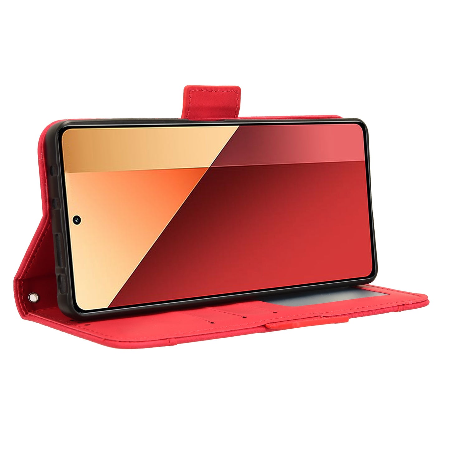 For Xiaomi Redmi Note 13 Pro 4G / Poco M6 Pro 4G Case Multiple Card Slots Leather Phone Cover - Red