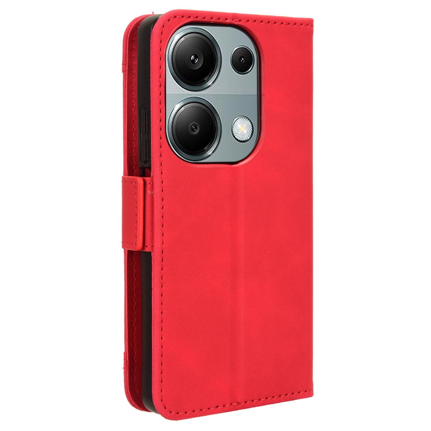 For Xiaomi Redmi Note 13 Pro 4G / Poco M6 Pro 4G Case Multiple Card Slots Leather Phone Cover - Red