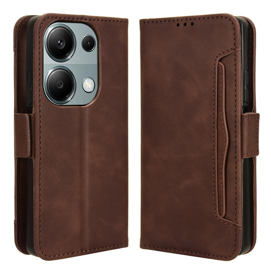 For Xiaomi Redmi Note 13 Pro 4G / Poco M6 Pro 4G Case Multiple Card Slots Leather Phone Cover - Brown