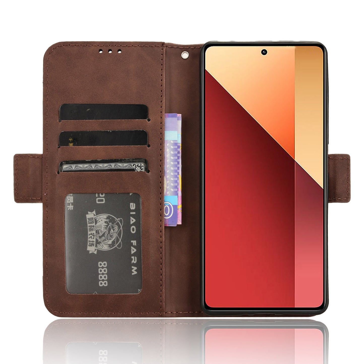 For Xiaomi Redmi Note 13 Pro 4G / Poco M6 Pro 4G Case Multiple Card Slots Leather Phone Cover - Brown