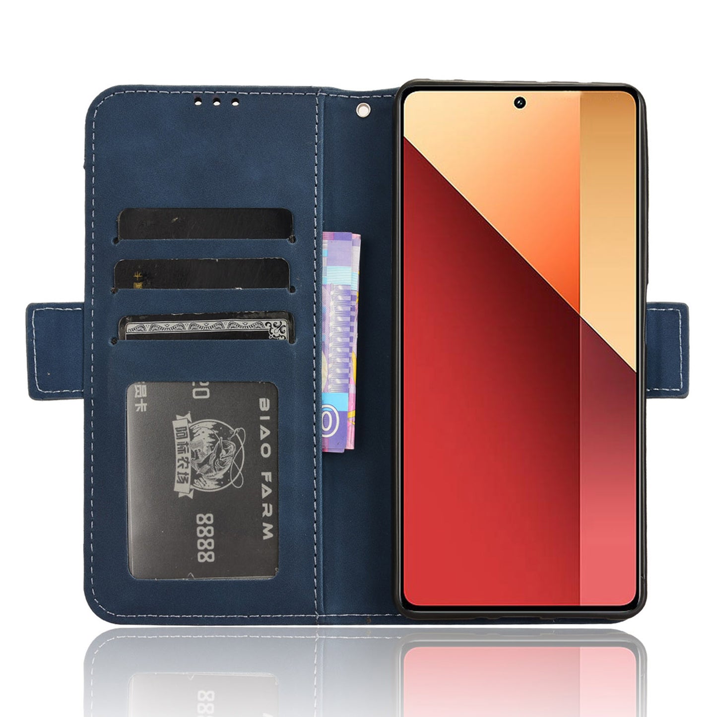 For Xiaomi Redmi Note 13 Pro 4G / Poco M6 Pro 4G Case Multiple Card Slots Leather Phone Cover - Blue