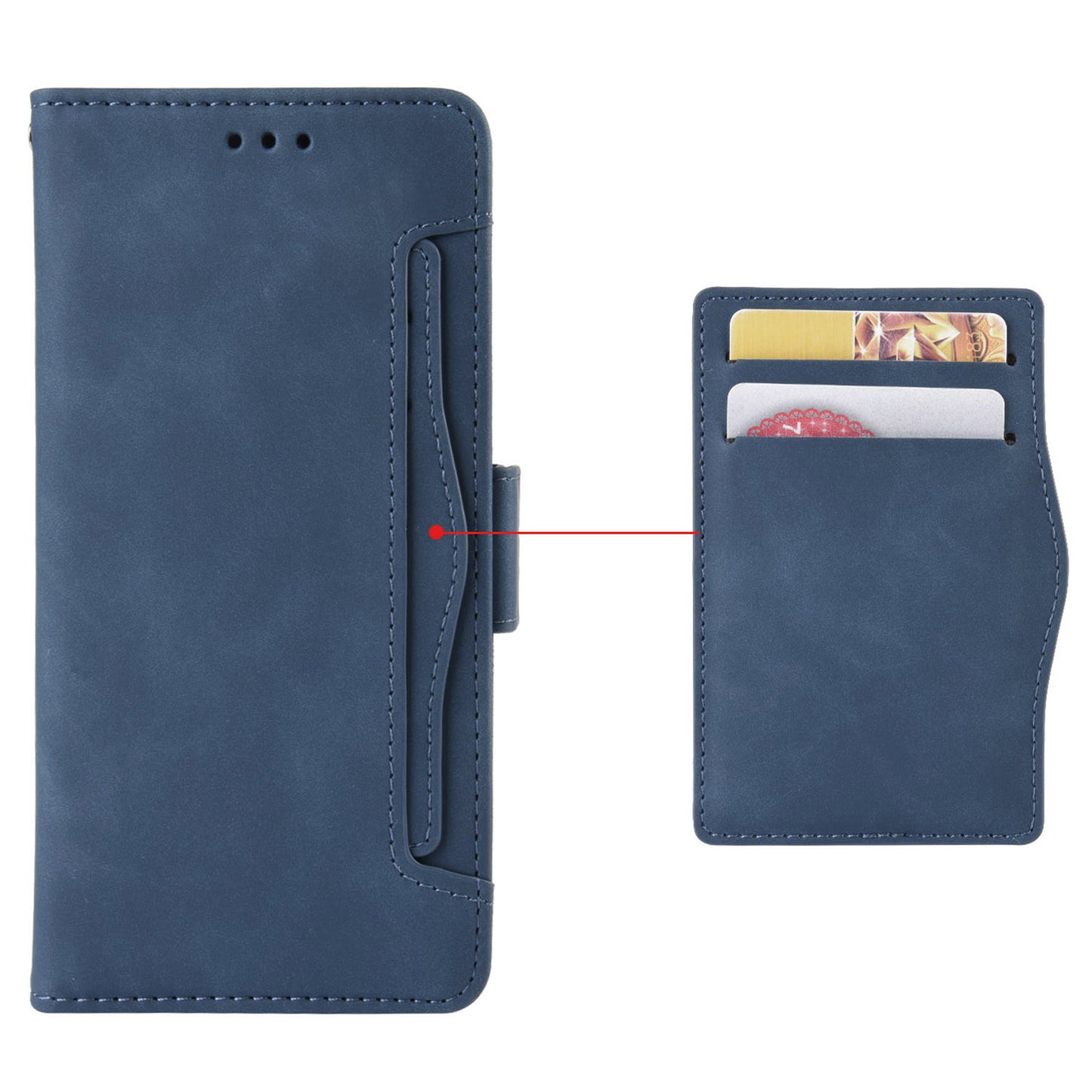 For Xiaomi Redmi Note 13 Pro 4G / Poco M6 Pro 4G Case Multiple Card Slots Leather Phone Cover - Blue