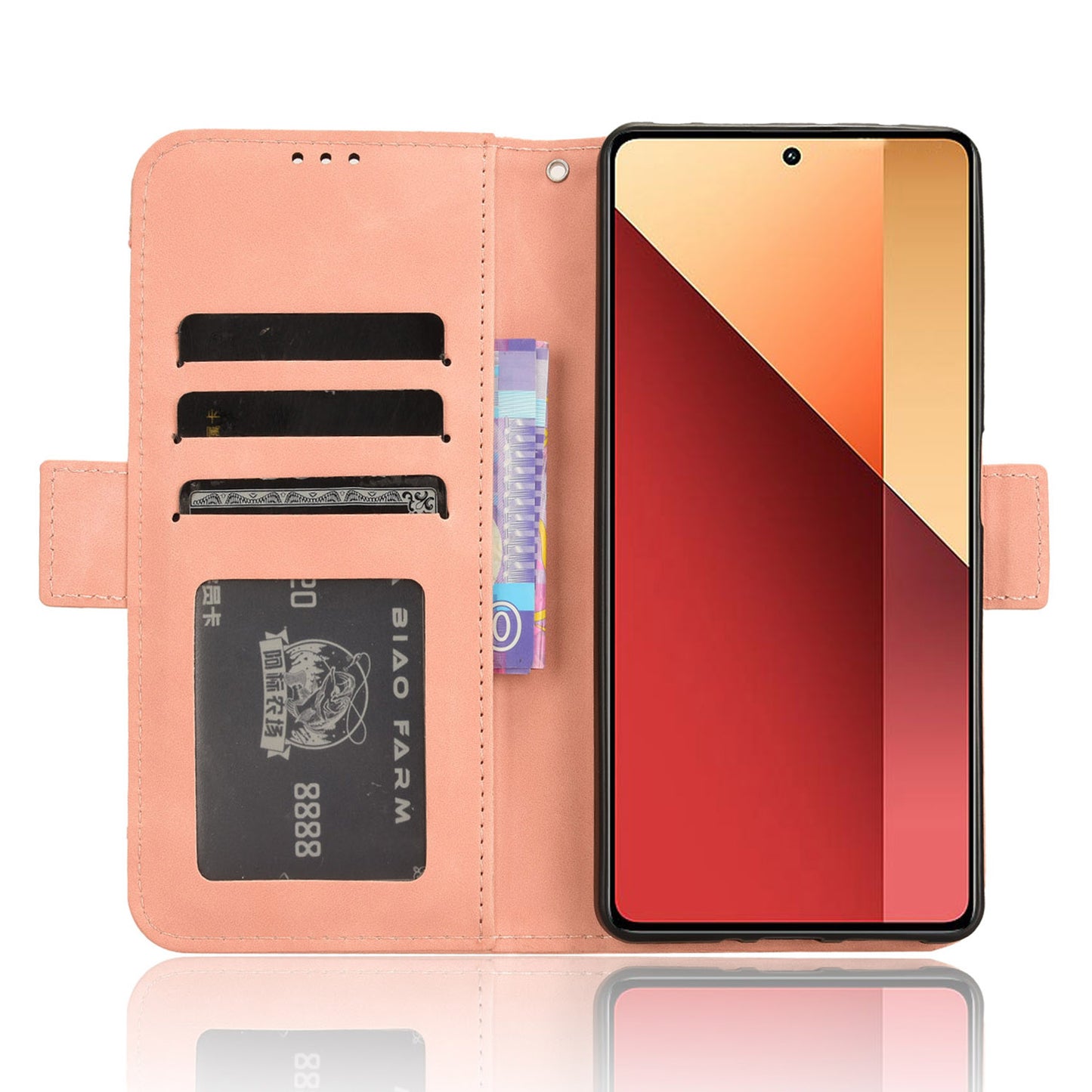 For Xiaomi Redmi Note 13 Pro 4G / Poco M6 Pro 4G Case Multiple Card Slots Leather Phone Cover - Pink