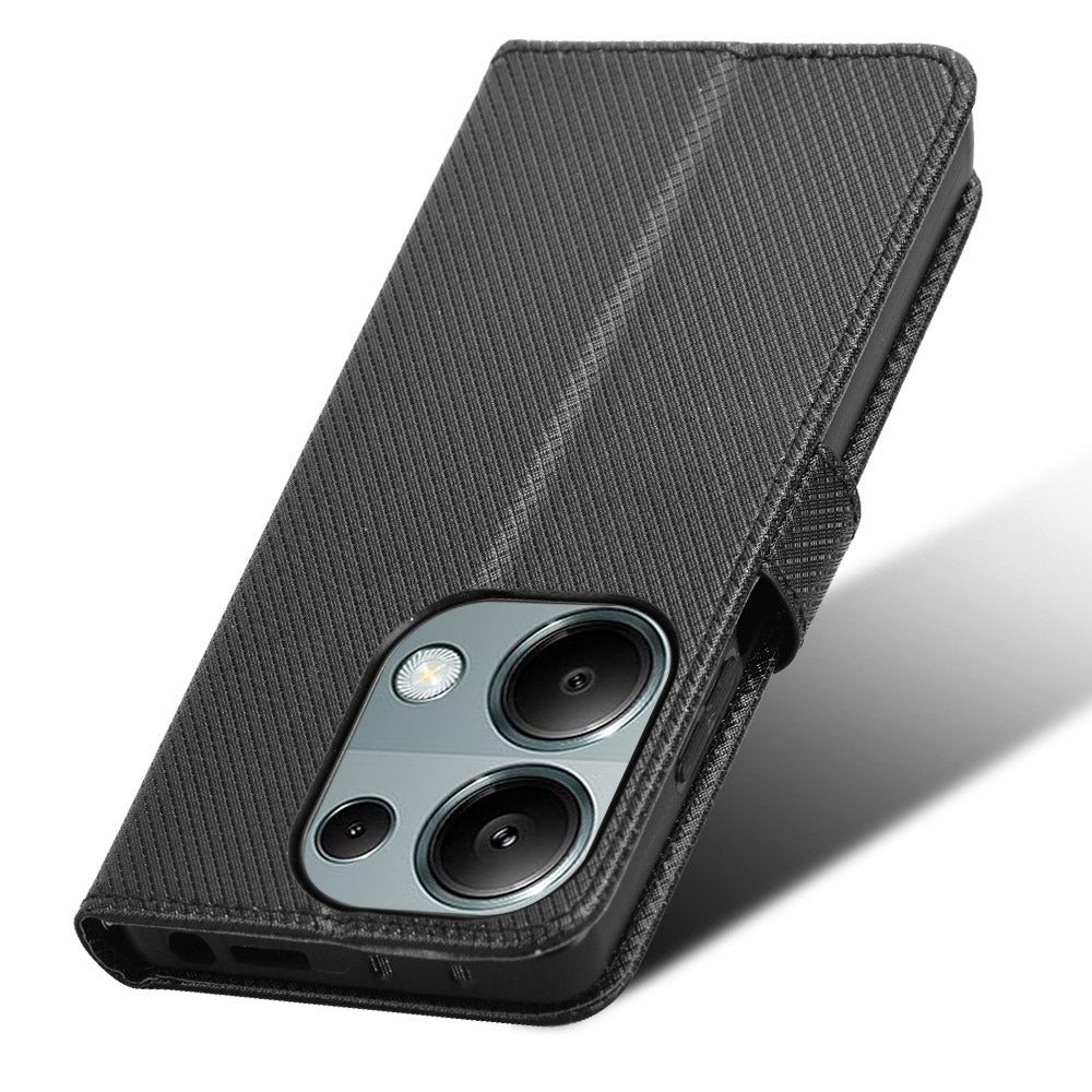 For Xiaomi Redmi Note 13 Pro 4G / Poco M6 Pro 4G Leather Case Diamond Texture Flip Protective Phone Cover - Black