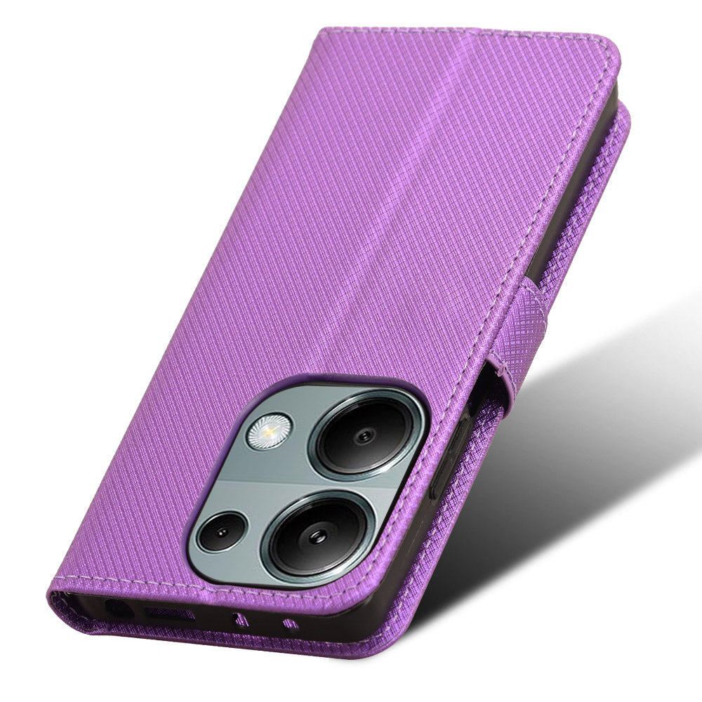 For Xiaomi Redmi Note 13 Pro 4G / Poco M6 Pro 4G Leather Case Diamond Texture Flip Protective Phone Cover - Purple