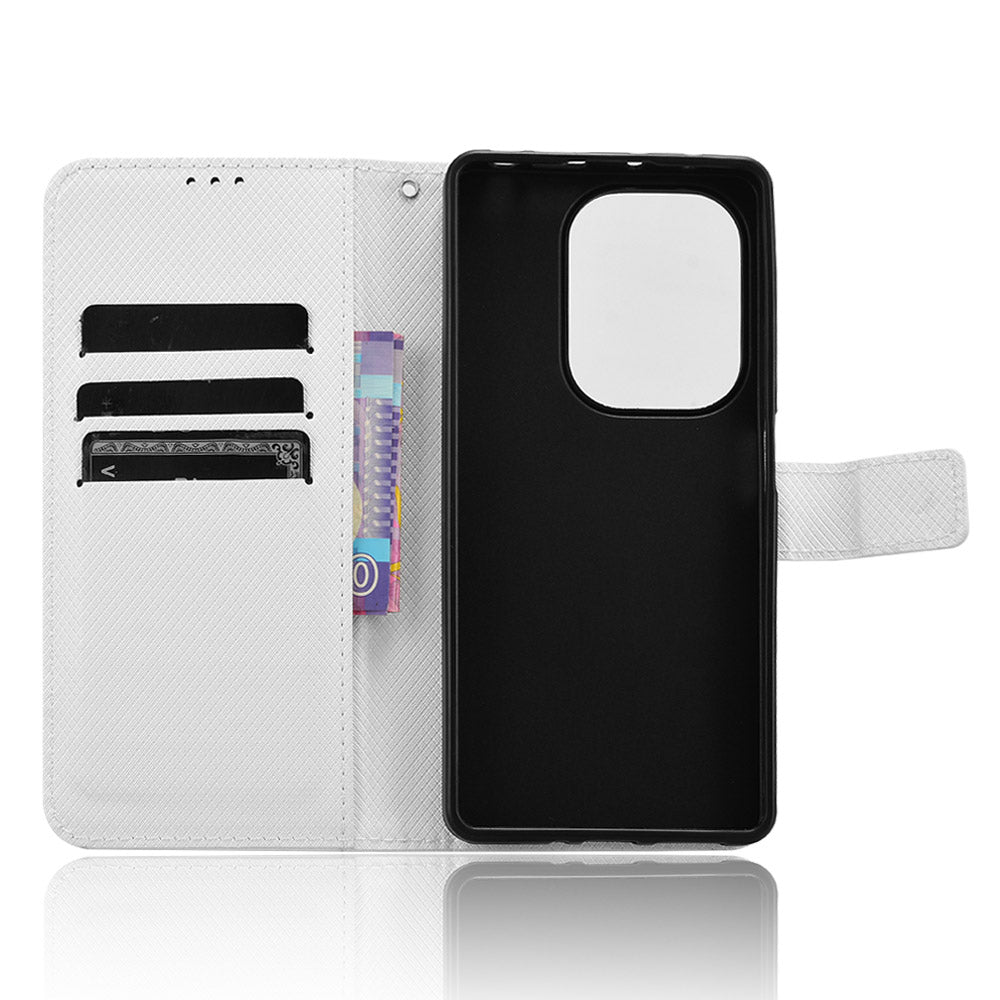 For Xiaomi Redmi Note 13 Pro 4G / Poco M6 Pro 4G Leather Case Diamond Texture Flip Protective Phone Cover - White