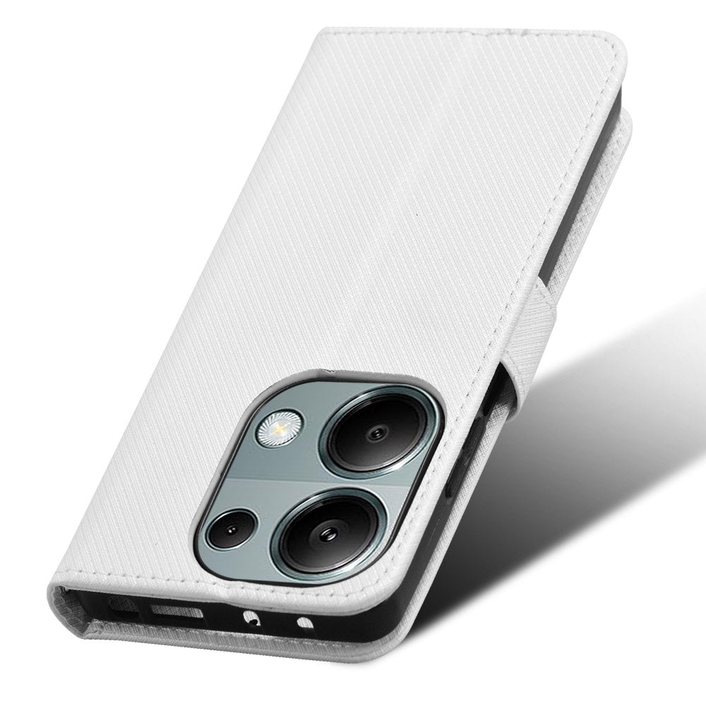 For Xiaomi Redmi Note 13 Pro 4G / Poco M6 Pro 4G Leather Case Diamond Texture Flip Protective Phone Cover - White