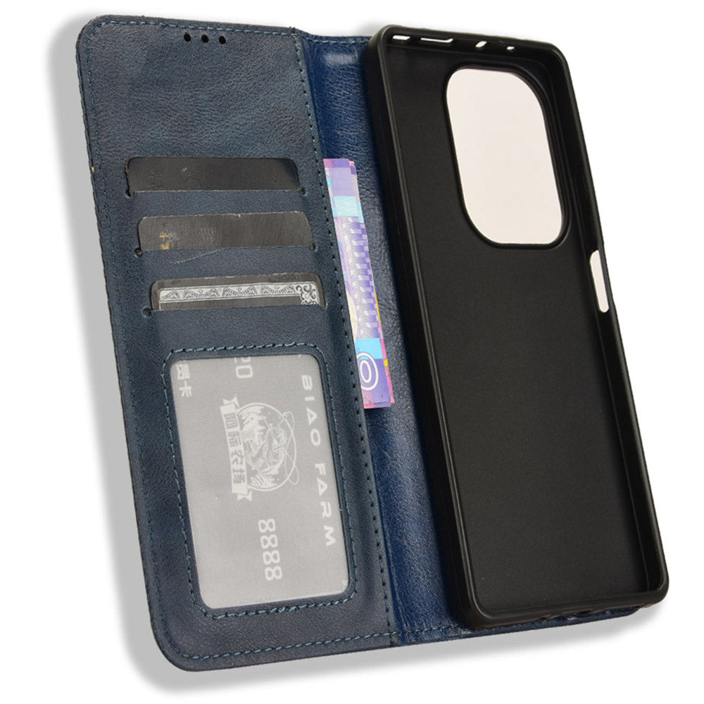 For Xiaomi Redmi Note 13 Pro 4G / Poco M6 Pro 4G Wallet Case Leather Vintage Phone Cover - Blue