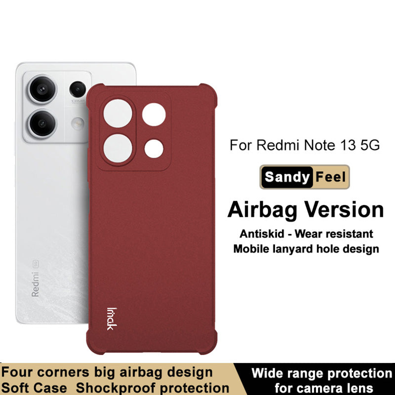 IMAK For Xiaomi Redmi Note 13 5G Matte Phone Case TPU Shock-Absorption Cover - Red