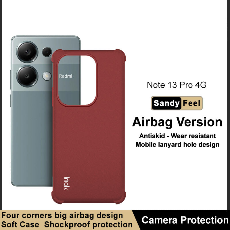 IMAK For Xiaomi Redmi Note 13 Pro 4G / Poco M6 Pro 4G Case Matte TPU Phone Cover Corners Fall Protection - Red