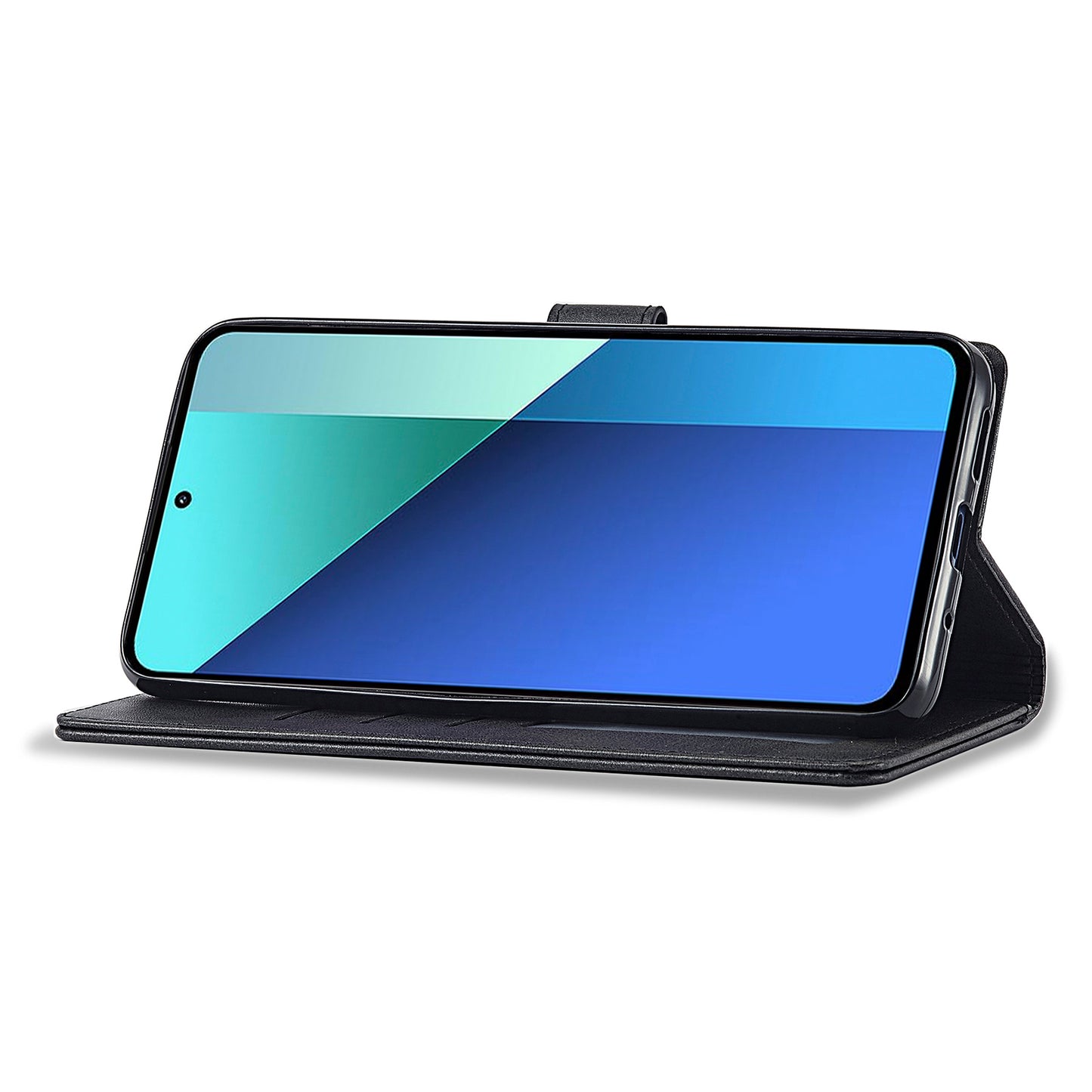 LC.IMEEKE For Xiaomi Redmi Note 13 4G Wallet Case Calf Texture Leather Folio Phone Cover - Black