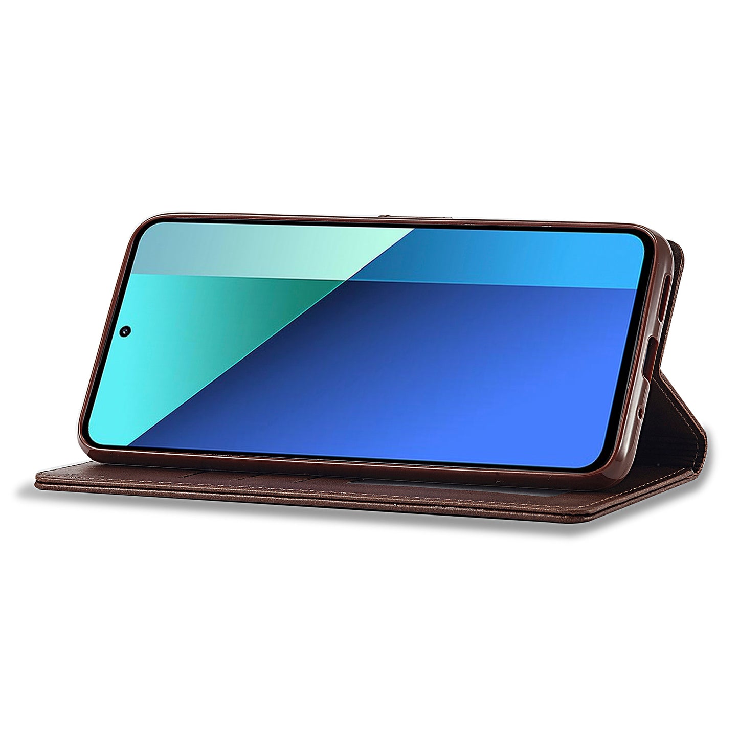 LC.IMEEKE For Xiaomi Redmi Note 13 4G Wallet Case Calf Texture Leather Folio Phone Cover - Brown