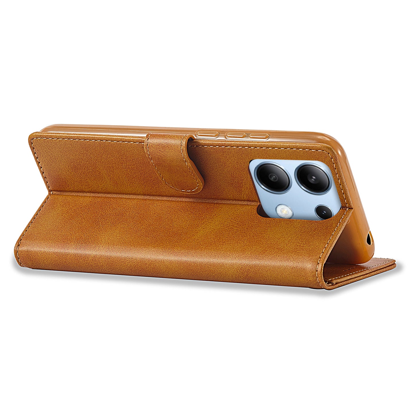 LC.IMEEKE For Xiaomi Redmi Note 13 4G Wallet Case Calf Texture Leather Folio Phone Cover - Yellow
