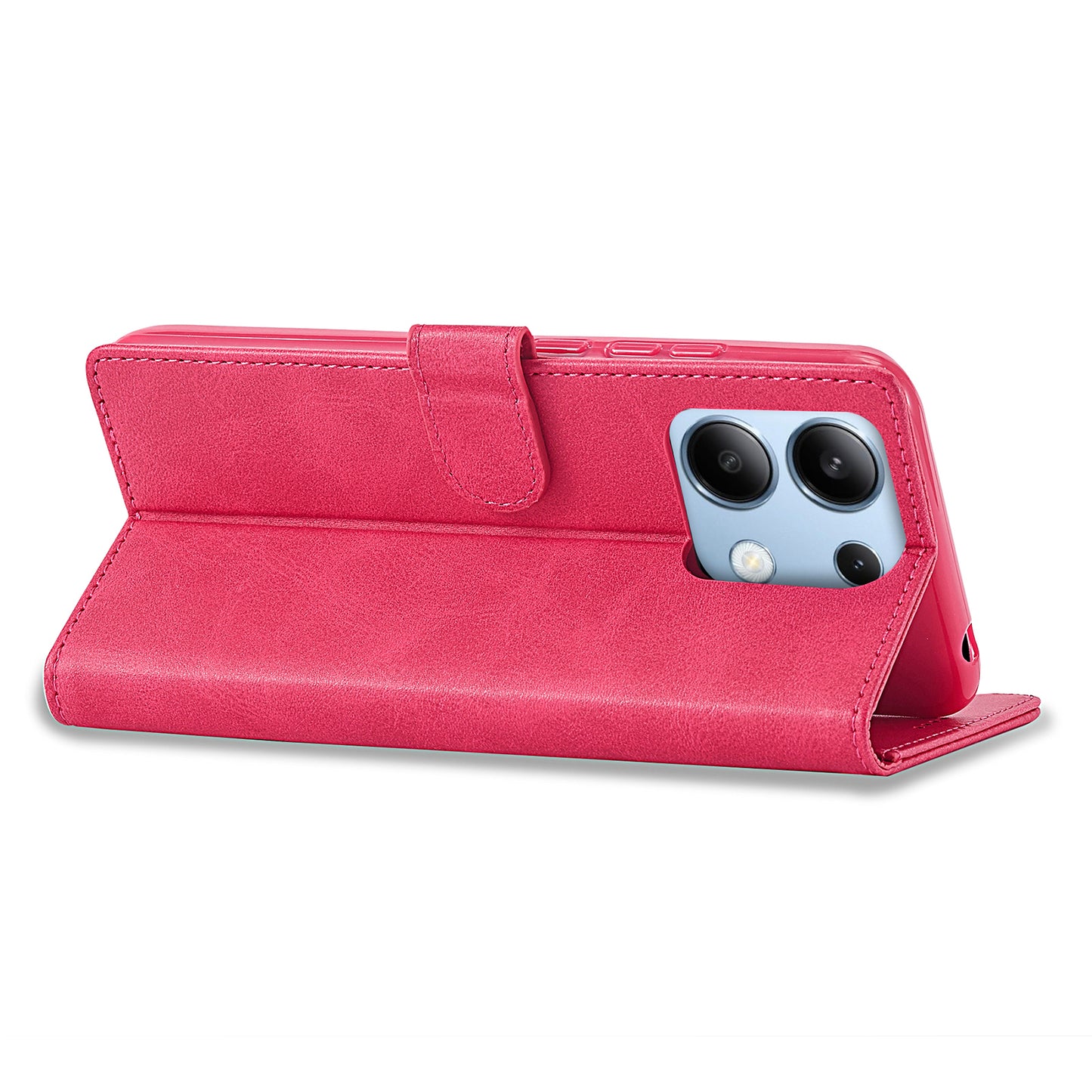 LC.IMEEKE For Xiaomi Redmi Note 13 4G Wallet Case Calf Texture Leather Folio Phone Cover - Rose