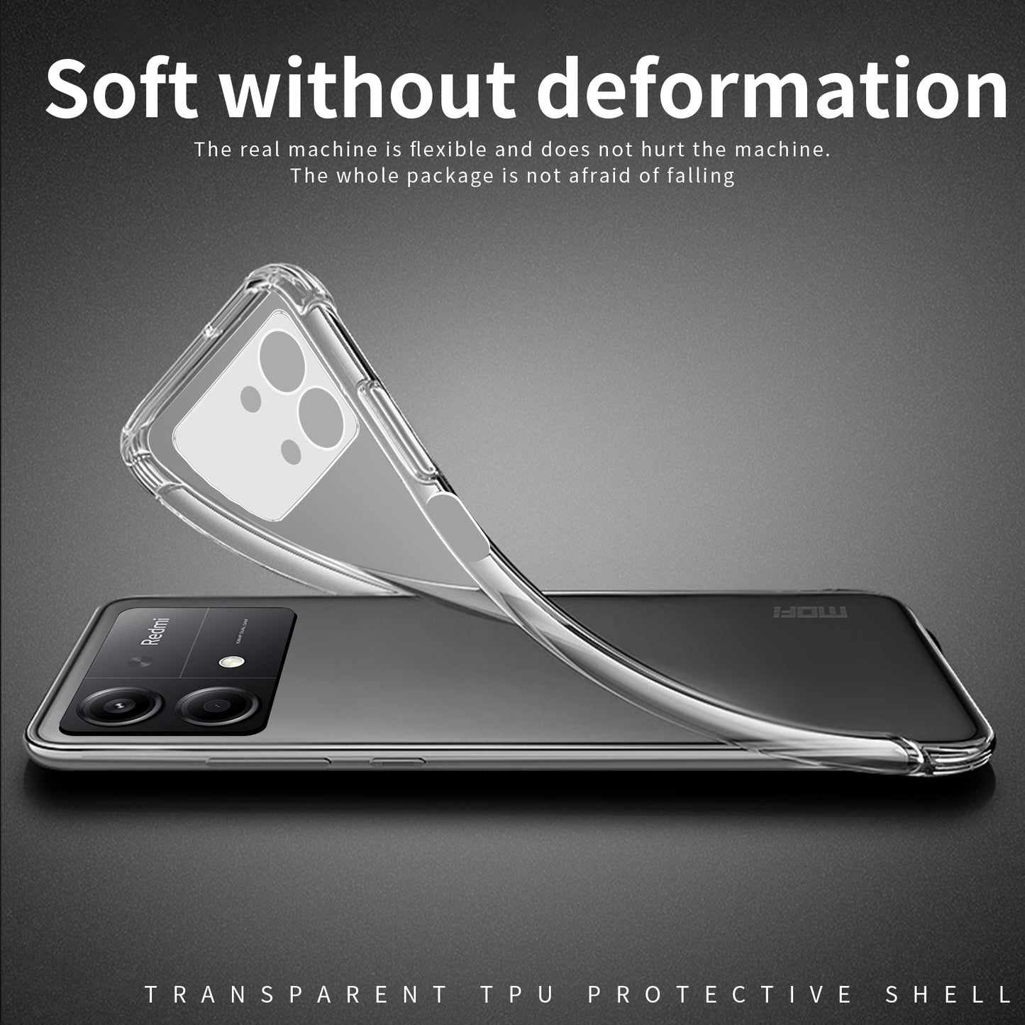MOFI For Xiaomi Redmi Note 13R Pro 5G TPU Case Slim Fit Transparent Phone Cover