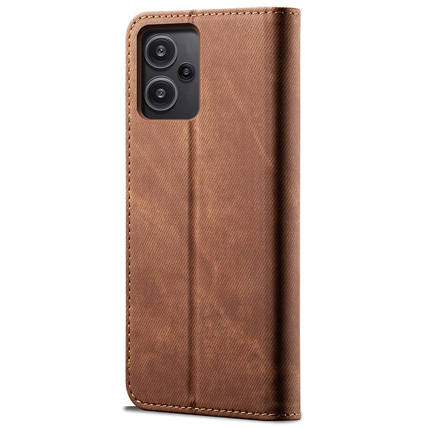 For Xiaomi Redmi Note 13 Pro+ 5G Phone Case Jeans Cloth Texture Leather Cover - Coffee