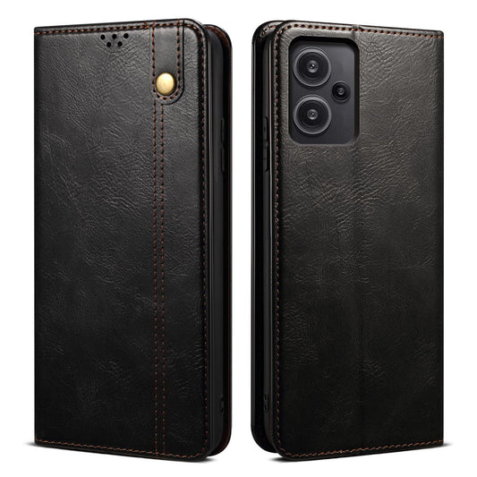 For Xiaomi Redmi Note 13 Pro+ 5G Phone Case Waxy Crazy Horse Texture Wallet Cover - Black
