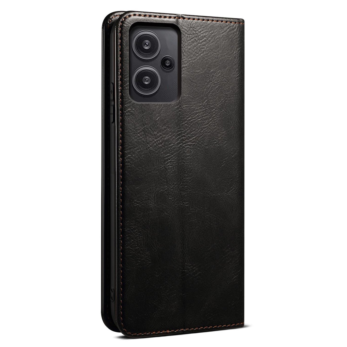 For Xiaomi Redmi Note 13 Pro+ 5G Phone Case Waxy Crazy Horse Texture Wallet Cover - Black