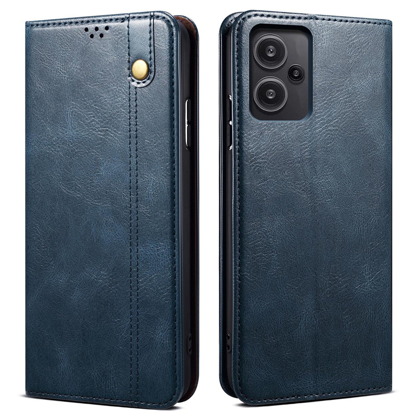 For Xiaomi Redmi Note 13 Pro+ 5G Phone Case Waxy Crazy Horse Texture Wallet Cover - Blue