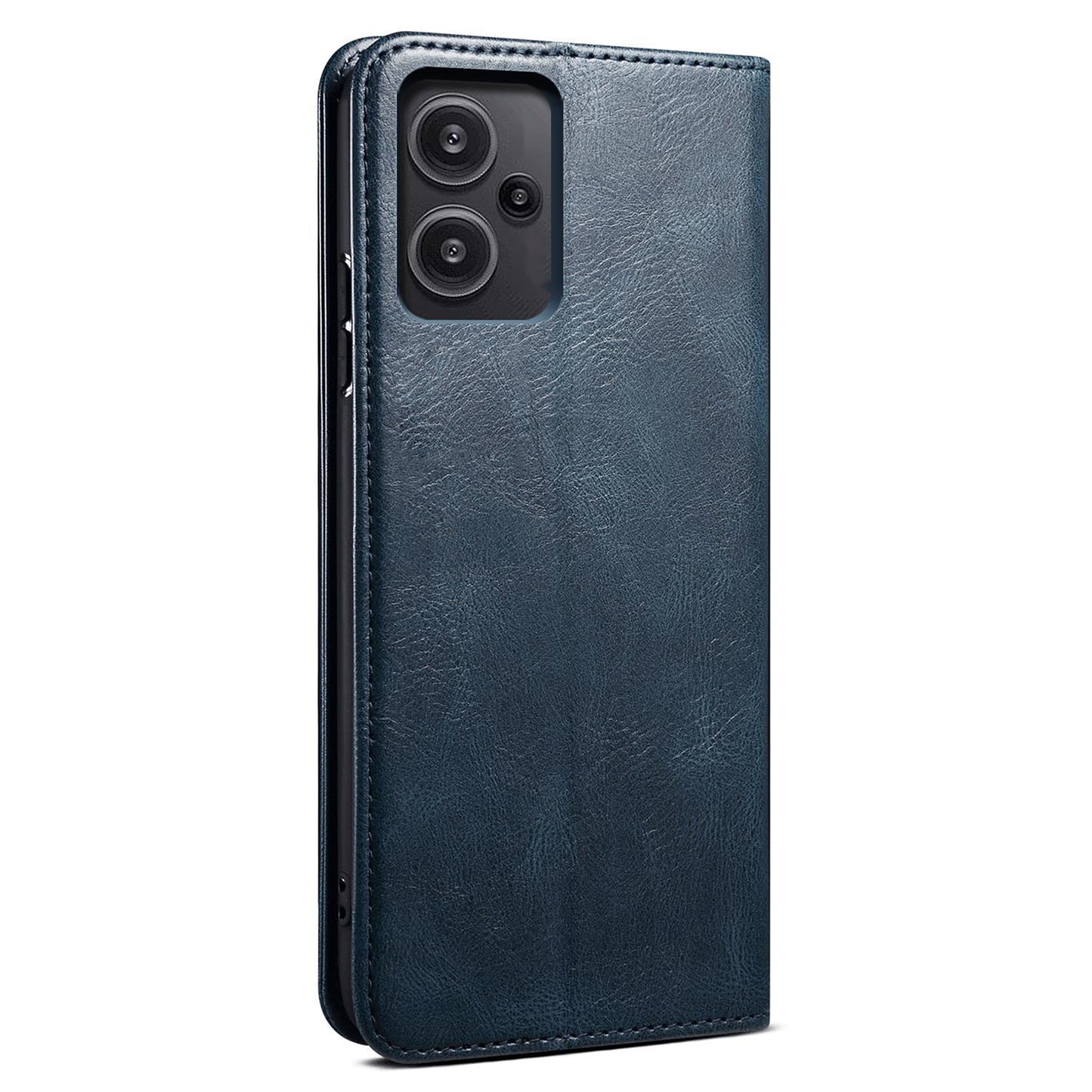 For Xiaomi Redmi Note 13 Pro+ 5G Phone Case Waxy Crazy Horse Texture Wallet Cover - Blue