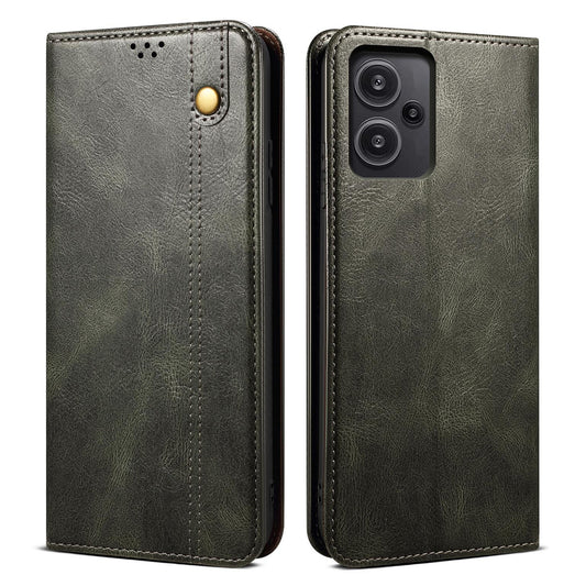 For Xiaomi Redmi Note 13 Pro+ 5G Phone Case Waxy Crazy Horse Texture Wallet Cover - Green