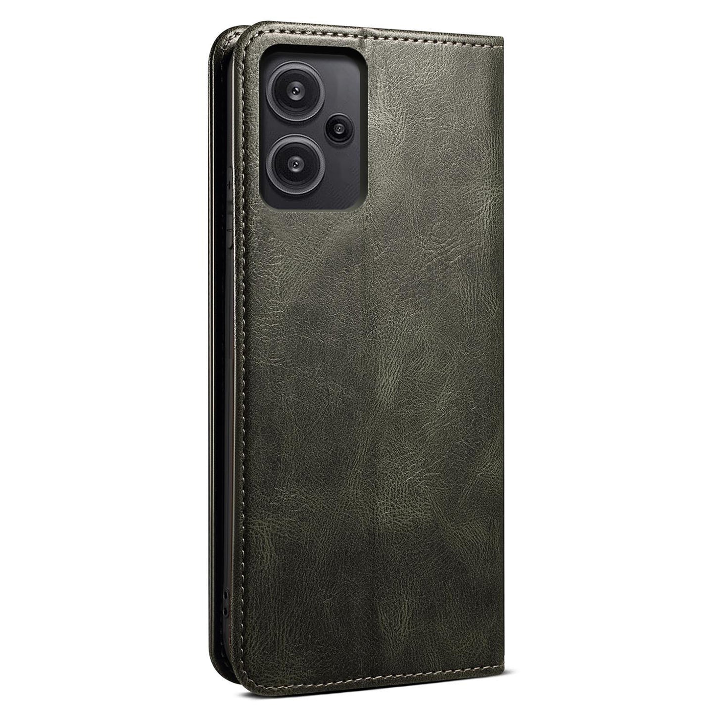 For Xiaomi Redmi Note 13 Pro+ 5G Phone Case Waxy Crazy Horse Texture Wallet Cover - Green