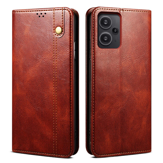 For Xiaomi Redmi Note 13 Pro+ 5G Phone Case Waxy Crazy Horse Texture Wallet Cover - Brown
