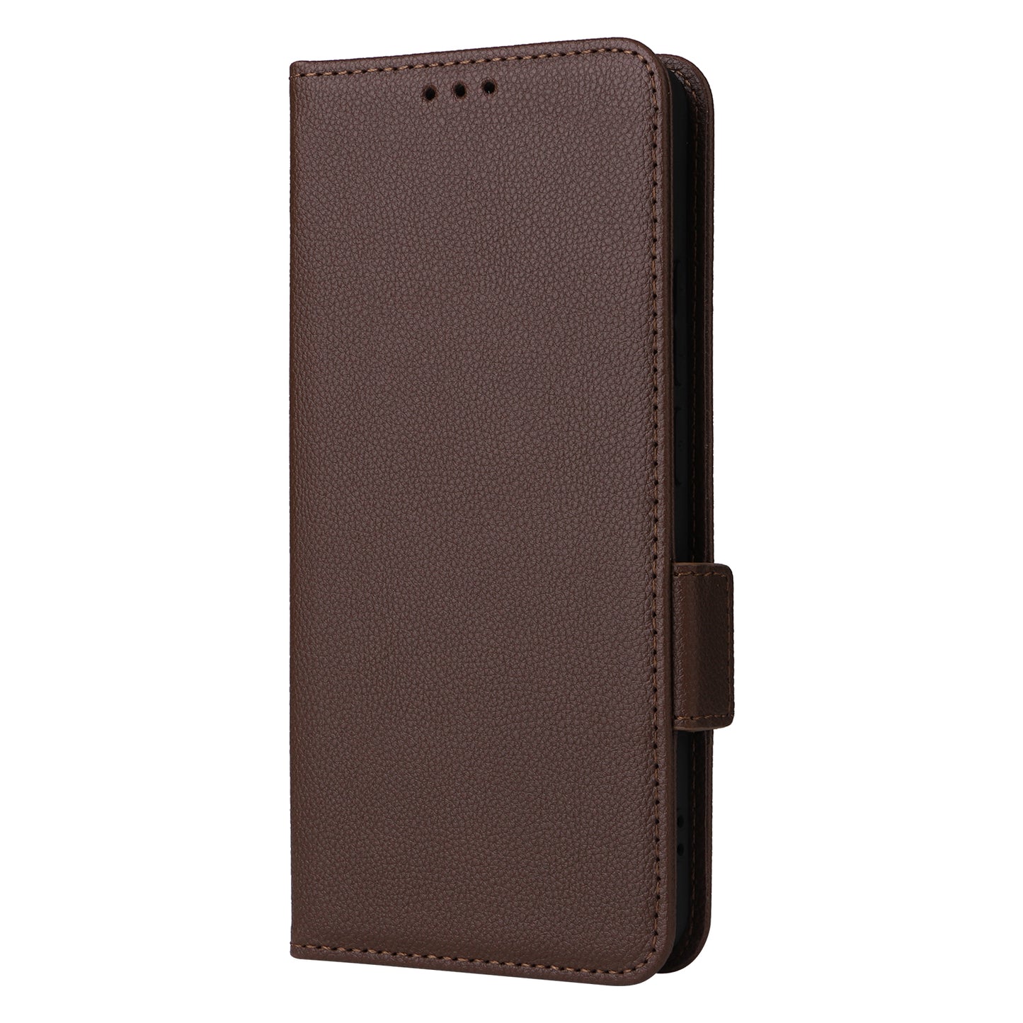 For Xiaomi Redmi Note 13 4G Shockproof Phone Case PU Leather Flip Cover - Brown