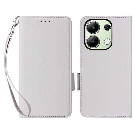 For Xiaomi Redmi Note 13 4G Shockproof Phone Case PU Leather Flip Cover - White
