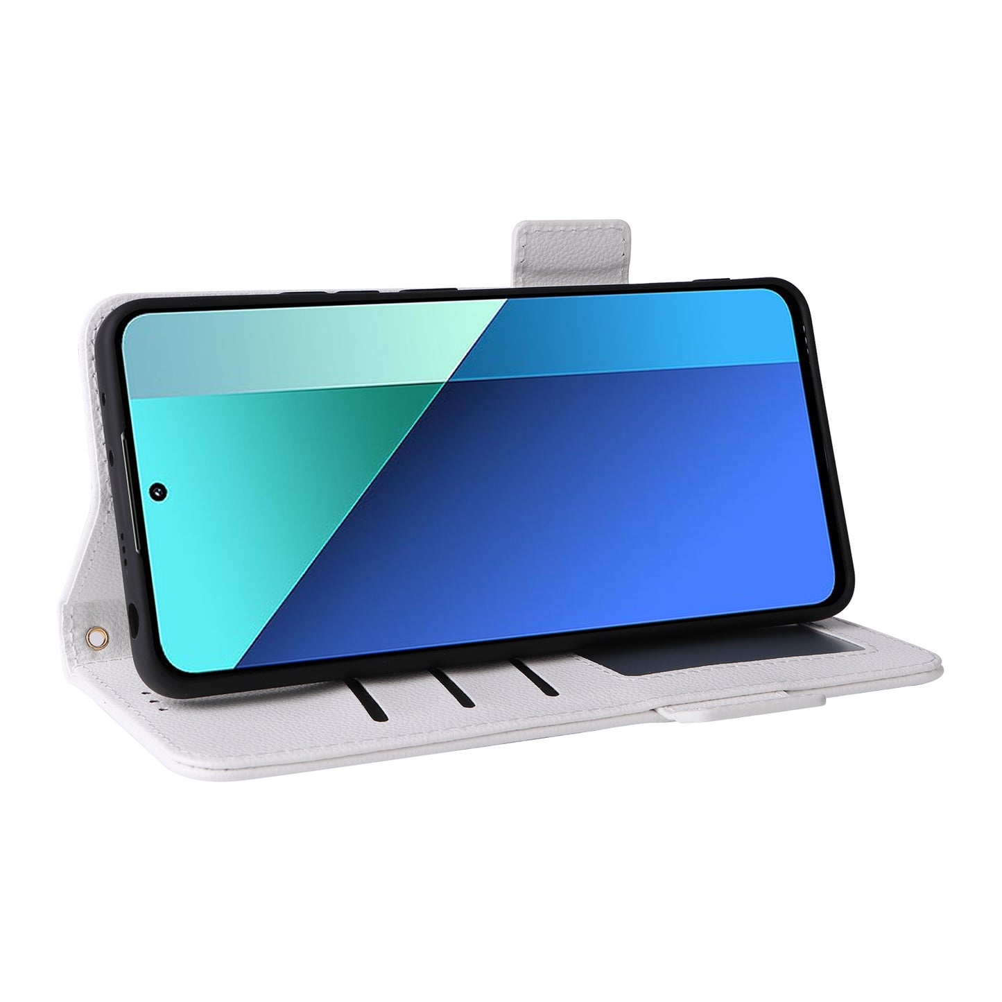 For Xiaomi Redmi Note 13 4G Shockproof Phone Case PU Leather Flip Cover - White