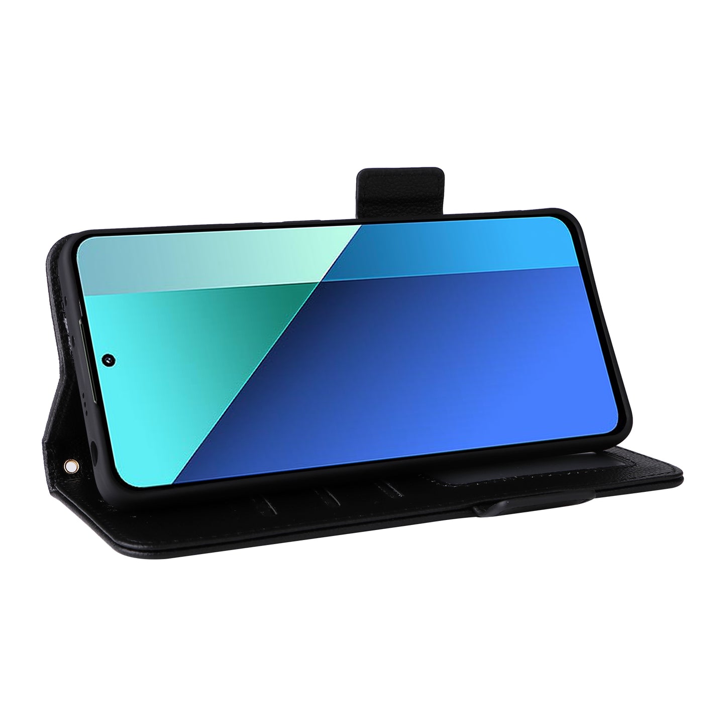 For Xiaomi Redmi Note 13 4G Shockproof Phone Case PU Leather Flip Cover - Black