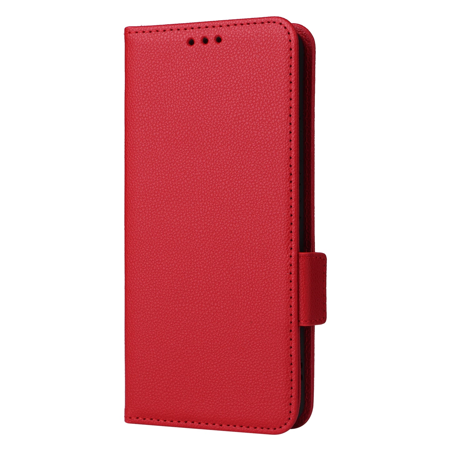 For Xiaomi Redmi Note 13 4G Shockproof Phone Case PU Leather Flip Cover - Red