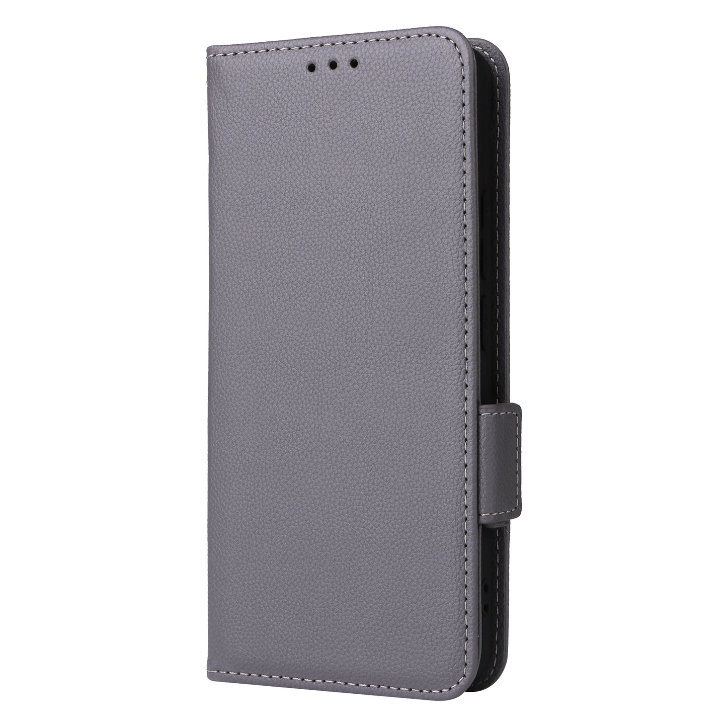 For Xiaomi Redmi Note 13 4G Shockproof Phone Case PU Leather Flip Cover - Grey