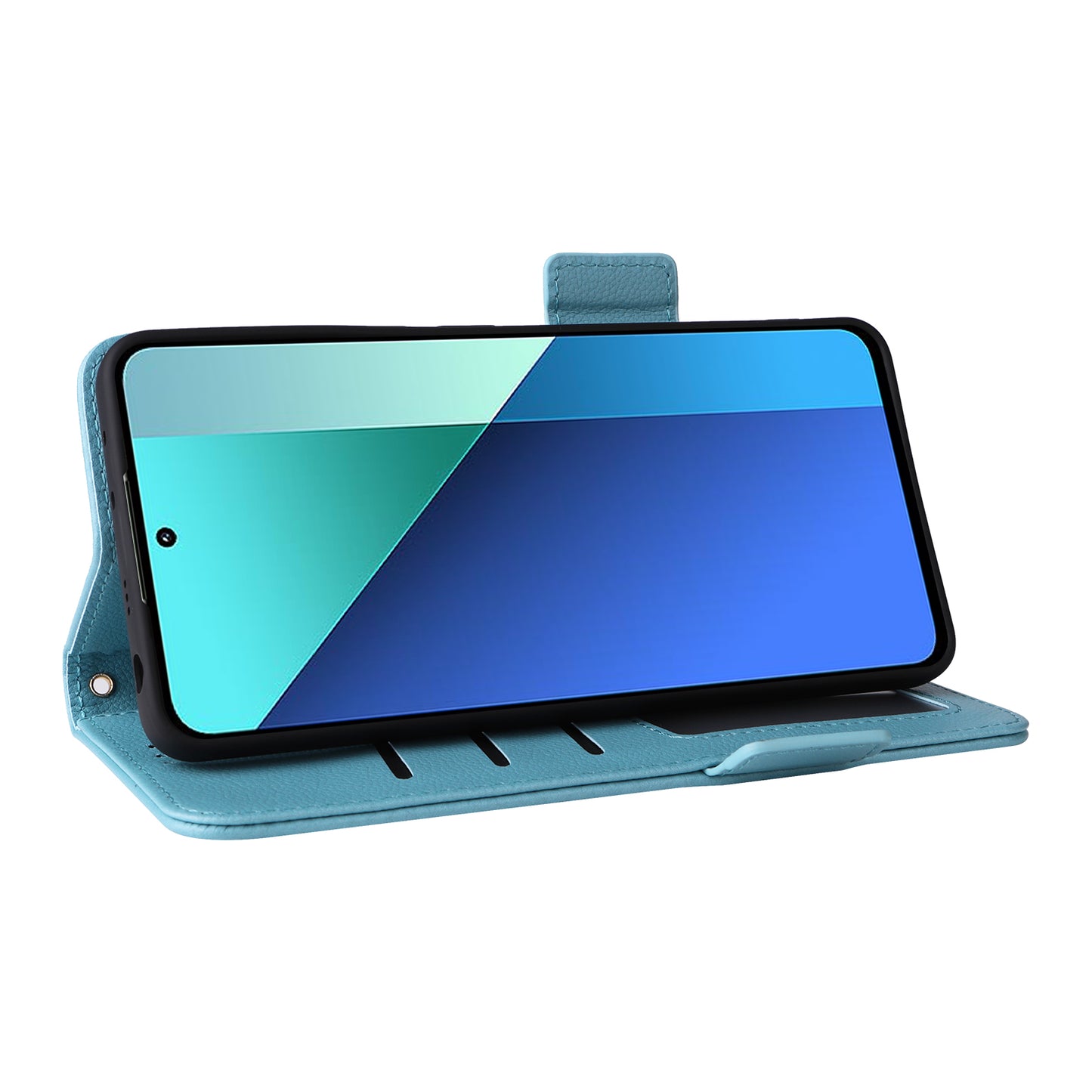 For Xiaomi Redmi Note 13 4G Shockproof Phone Case PU Leather Flip Cover - Baby Blue