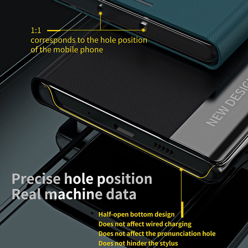 For Xiaomi Redmi Note 13 Pro+ 5G Cell Phone Case Anti-fall PC Shell PU Leather Cover - Black