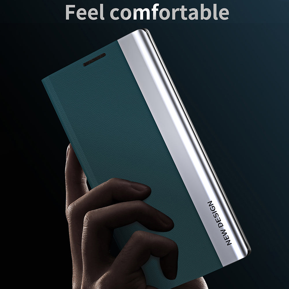 For Xiaomi Redmi Note 13 Pro+ 5G Cell Phone Case Anti-fall PC Shell PU Leather Cover - Black