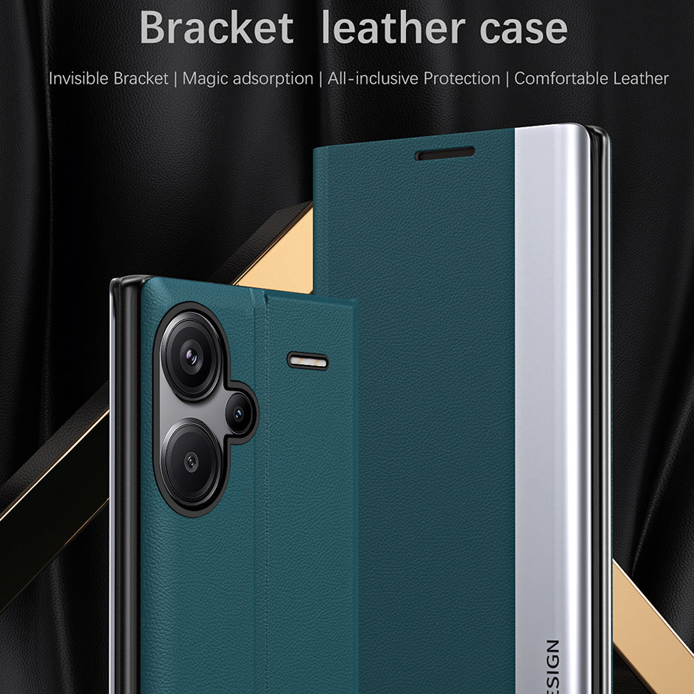For Xiaomi Redmi Note 13 Pro+ 5G Cell Phone Case Anti-fall PC Shell PU Leather Cover - Sky Blue