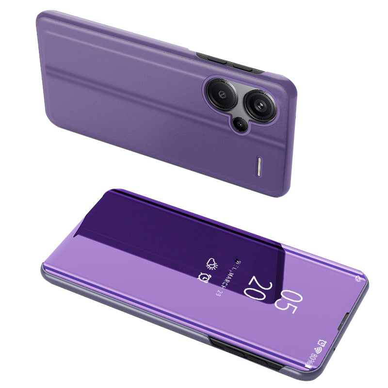 For Xiaomi Redmi Note 13 Pro+ 5G Case View Window PU Leather+PC Electroplating Phone Cover - Purple  /  Blue