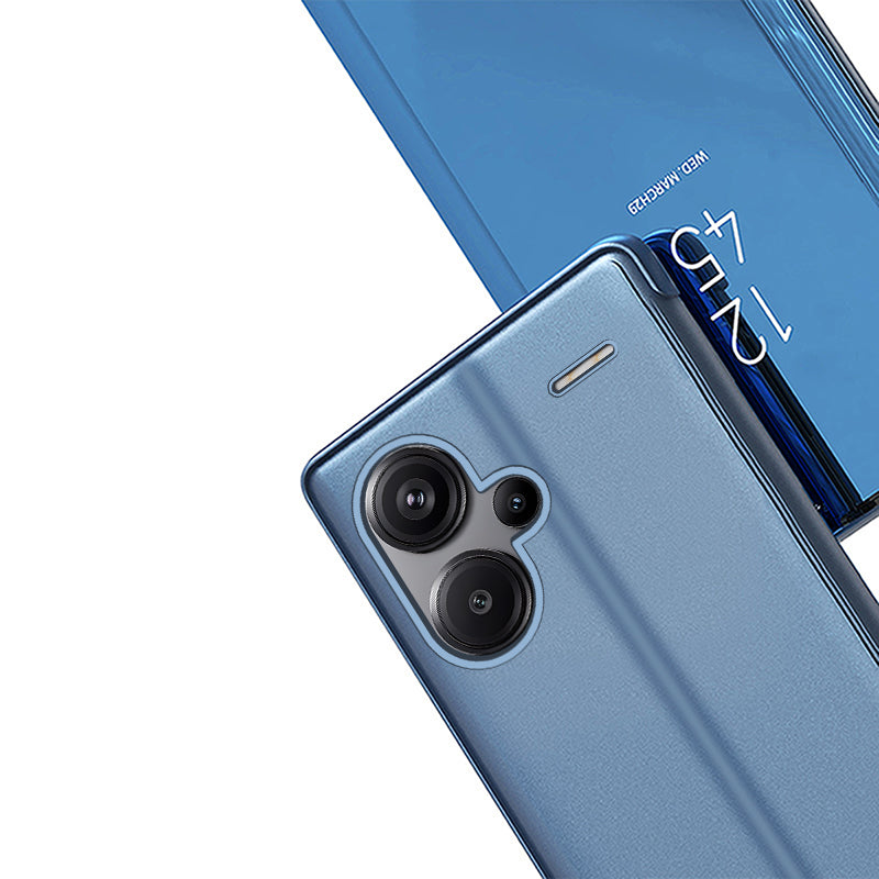 For Xiaomi Redmi Note 13 Pro+ 5G Case View Window PU Leather+PC Electroplating Phone Cover - Purple  /  Blue