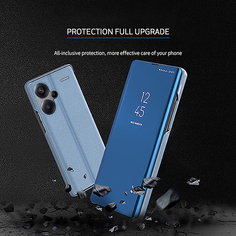 For Xiaomi Redmi Note 13 Pro+ 5G Case View Window PU Leather+PC Electroplating Phone Cover - Silver