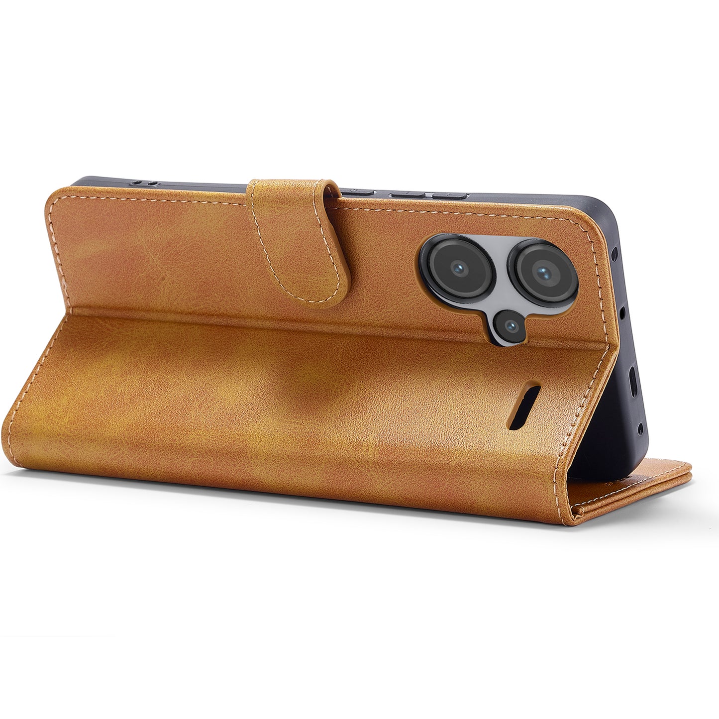 LC.IMEEKE For Xiaomi Redmi Note 13 Pro+ 5G Case Calf Texture Leather Wallet Folio Flip Phone Cover - Yellow
