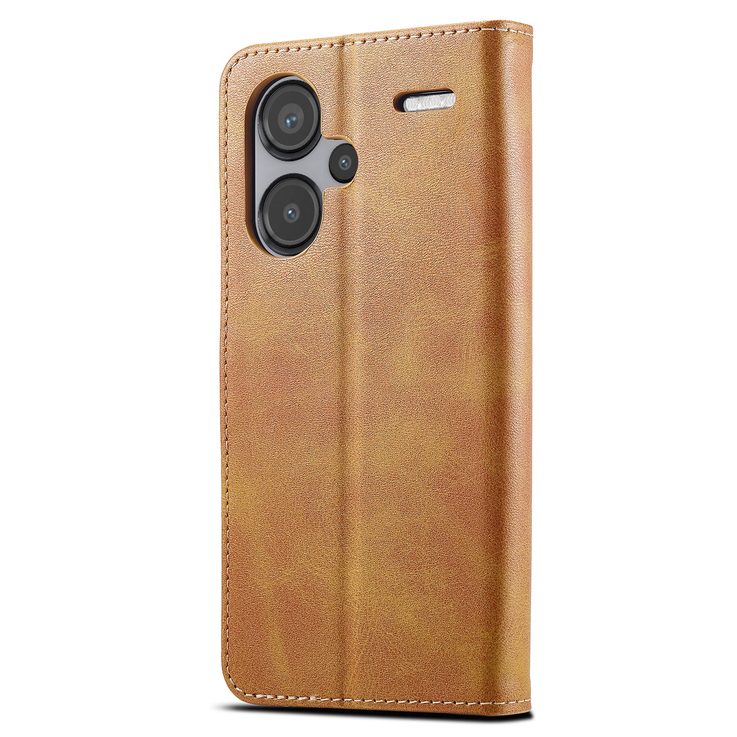 LC.IMEEKE For Xiaomi Redmi Note 13 Pro+ 5G Case Calf Texture Leather Wallet Folio Flip Phone Cover - Yellow