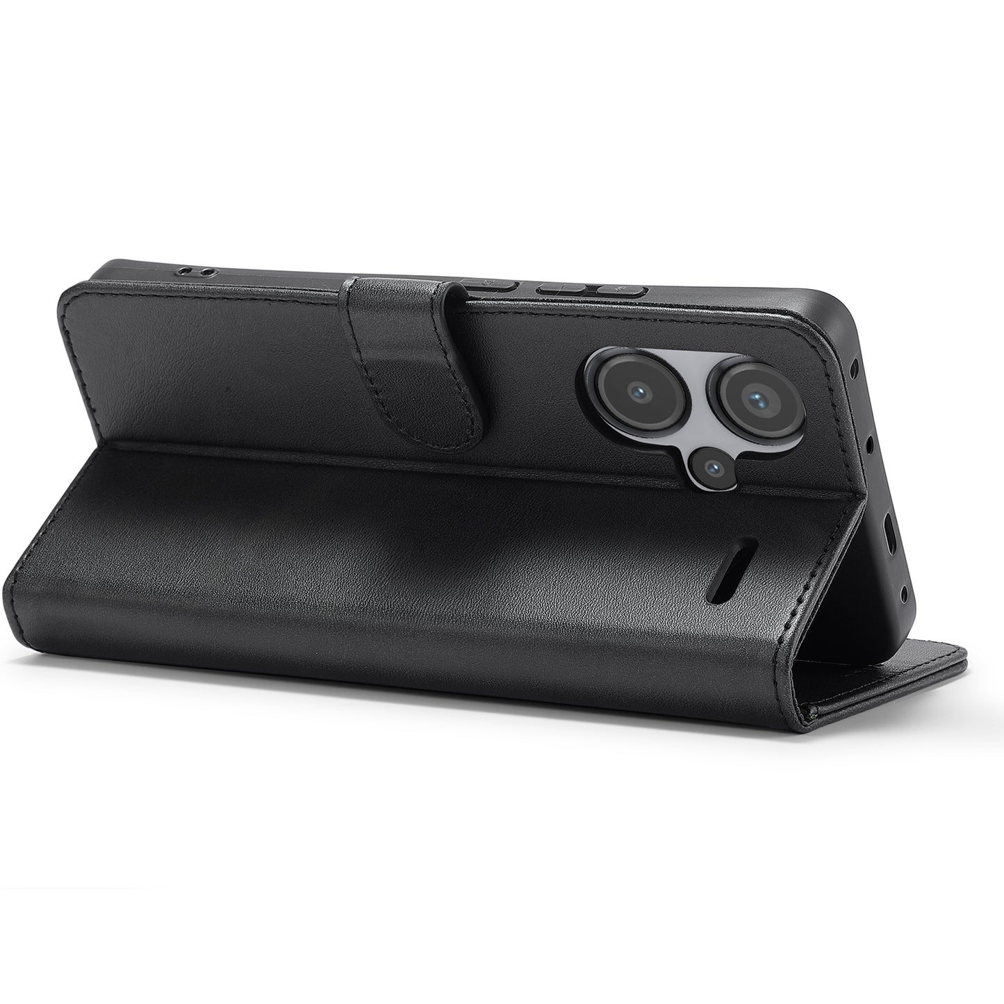 LC.IMEEKE For Xiaomi Redmi Note 13 Pro+ 5G Case Calf Texture Leather Wallet Folio Flip Phone Cover - Black