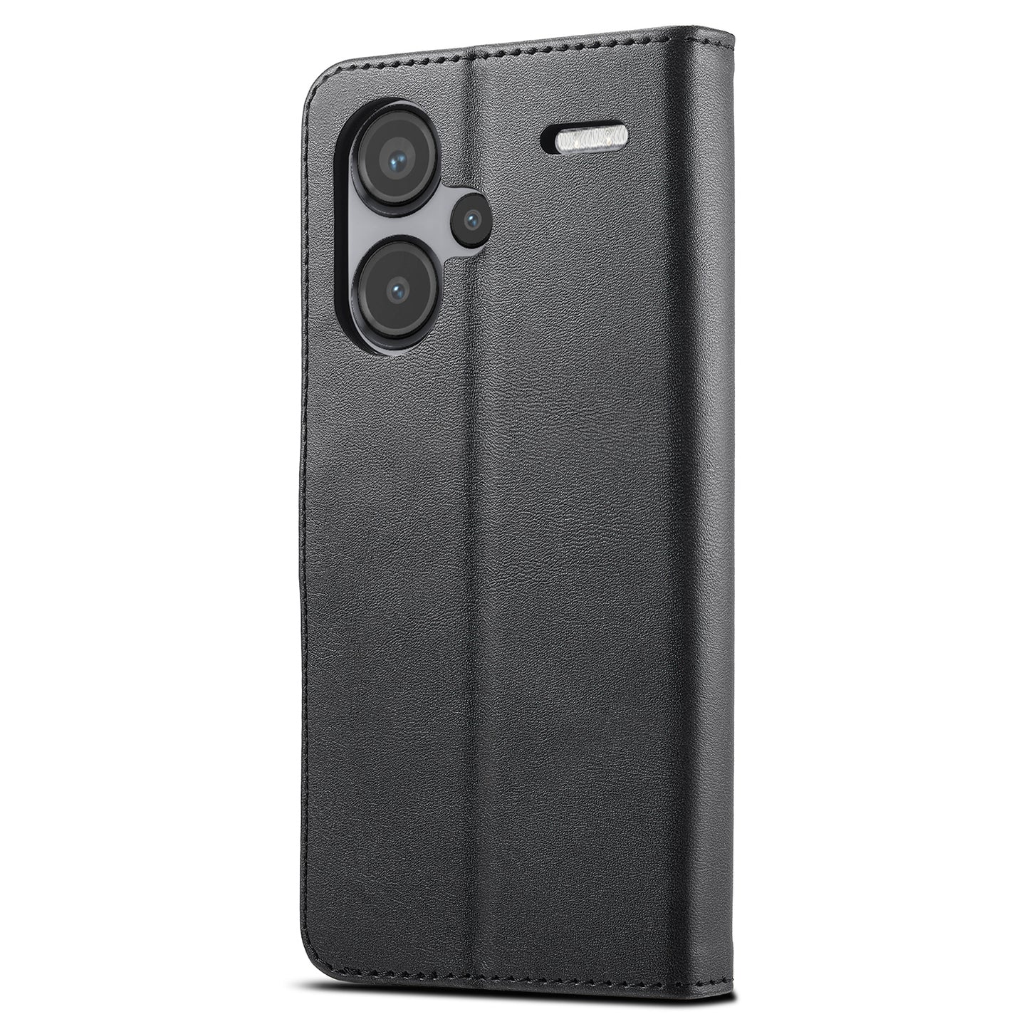 LC.IMEEKE For Xiaomi Redmi Note 13 Pro+ 5G Case Calf Texture Leather Wallet Folio Flip Phone Cover - Black