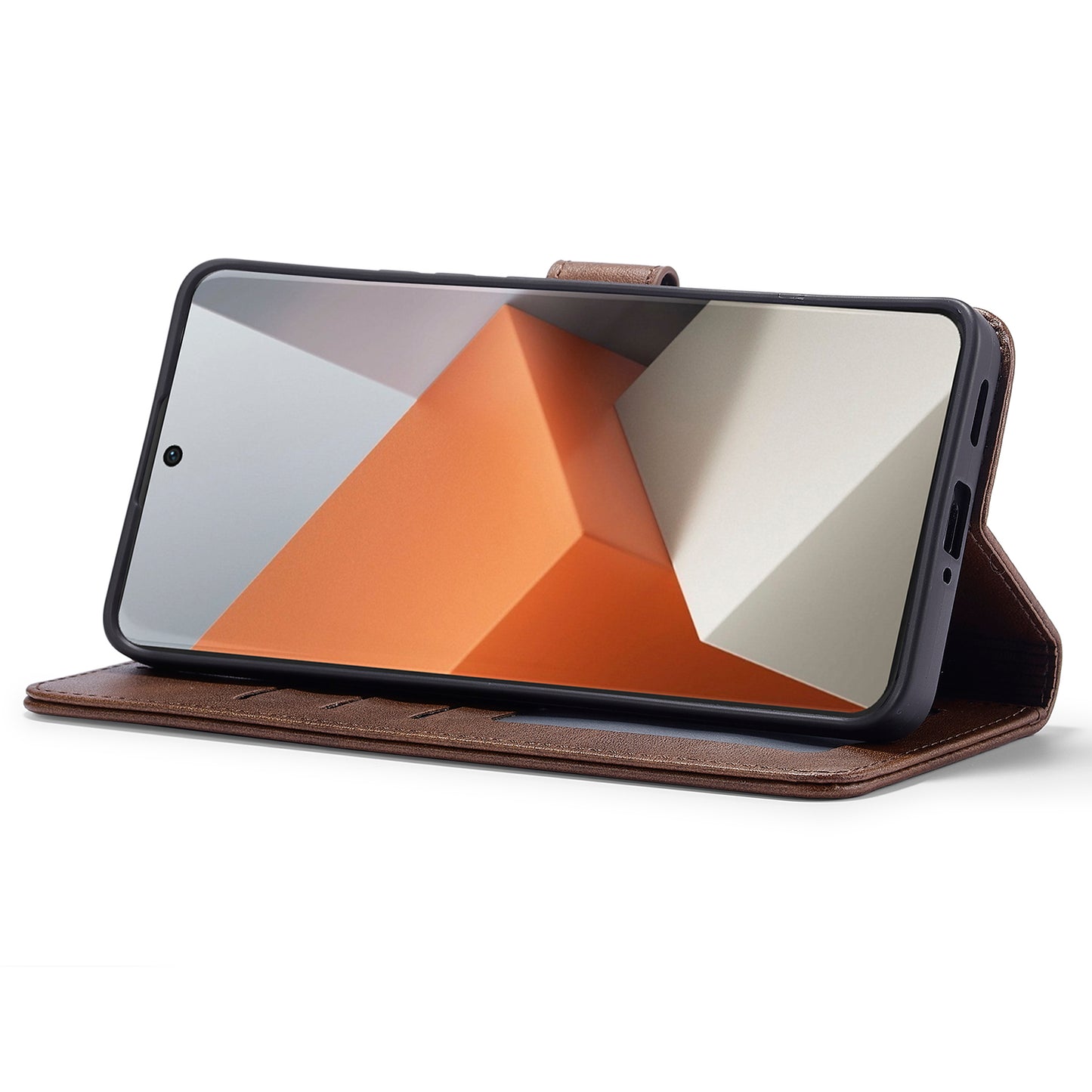 LC.IMEEKE For Xiaomi Redmi Note 13 Pro+ 5G Case Calf Texture Leather Wallet Folio Flip Phone Cover - Brown
